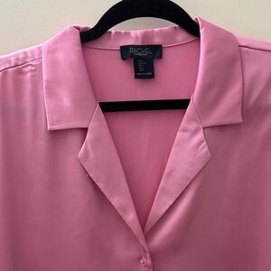 RACHEL Rachel Roy Bubblegum Pink Short-Sleeve Satin Blouse